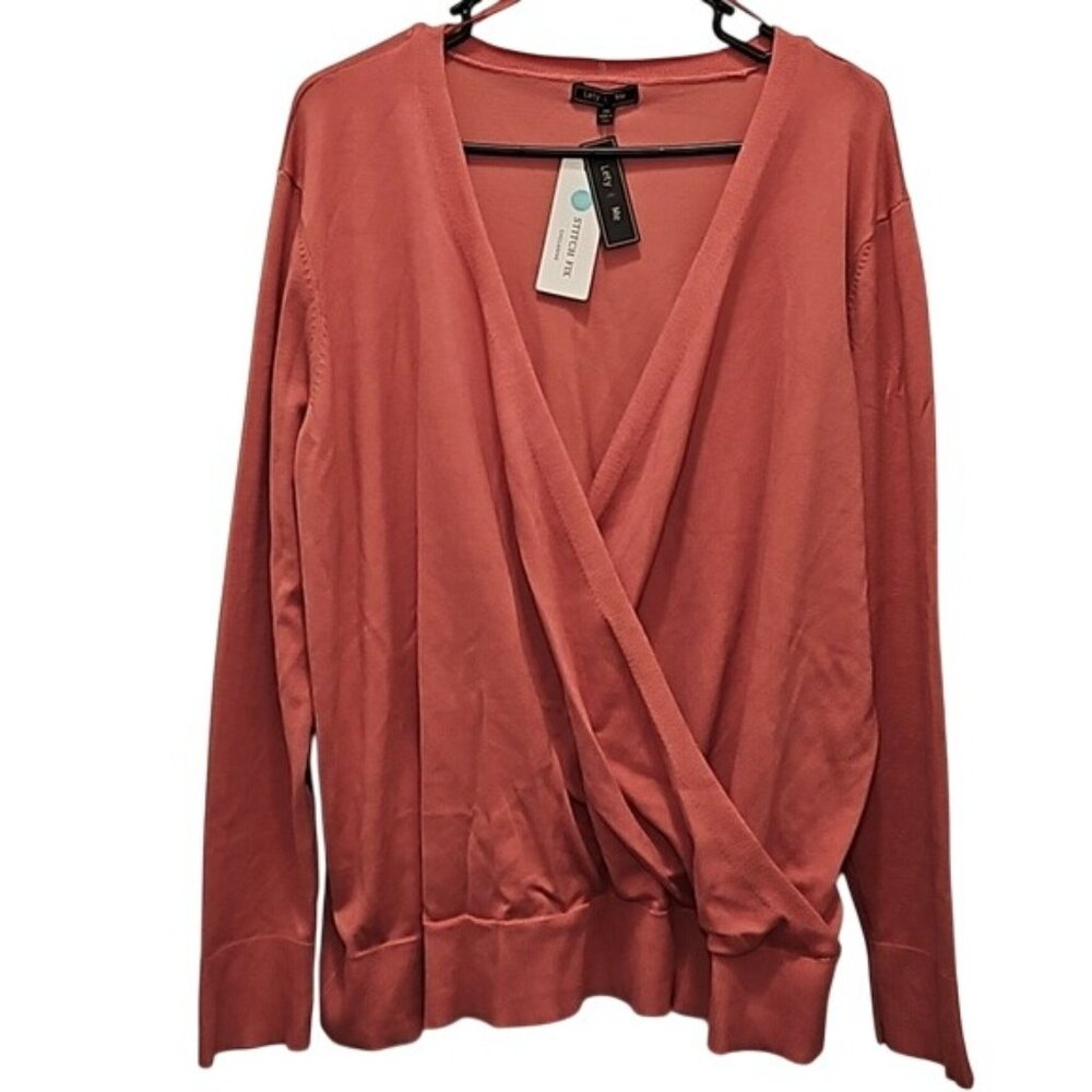 Lety & Me Crossover Sweater Top Size 2X New Coral Fall Business Casual Outdoors